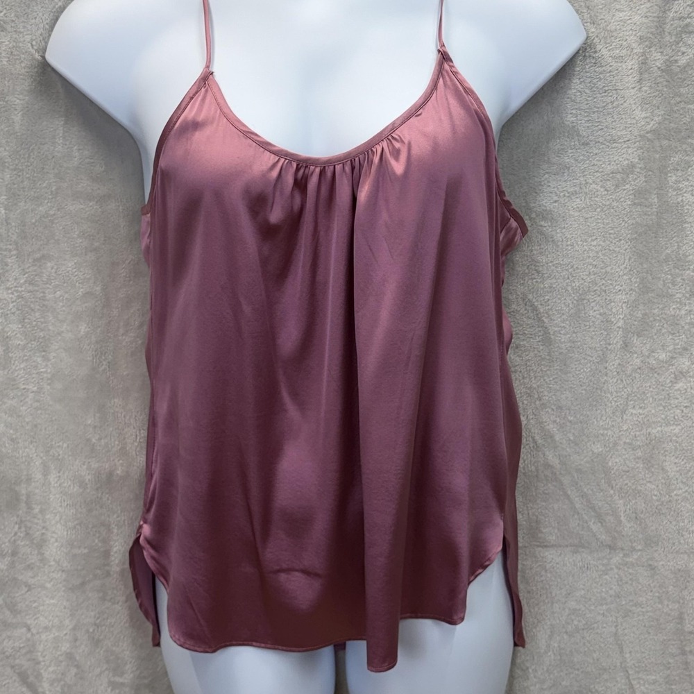 Trina Turk Tank Womens L Purple Satin‎ Camisole Scoop Neck Relaxed Fit Top